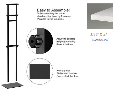 metal retail stand shows how to easily assemble