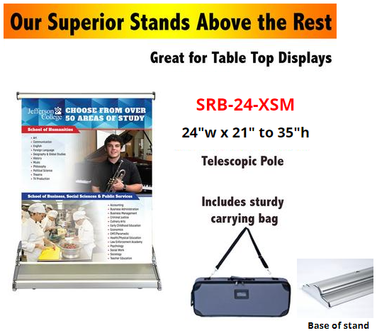 superior retractable banner- hard case and base of stand- Great Stand