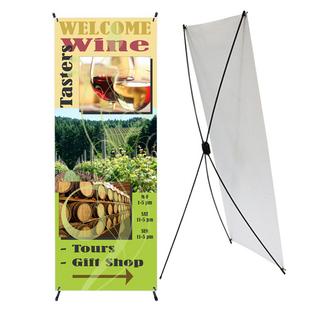 X banner stands, multiple sizes available, 24x63, 32x71, 32x79, 48x79