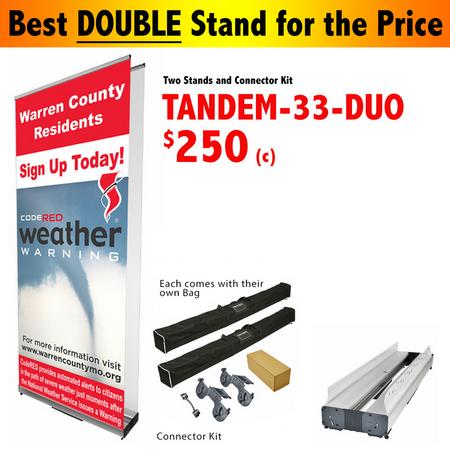 "Tandem 33-Duo - retractable banner stand with 2 banners and 2 stands plus connectors"