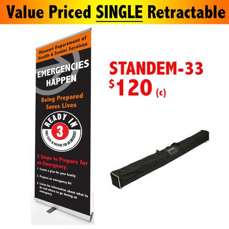 Standem-33 retractable banner with bag- value priced